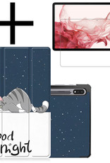 NoXx Hoesje Geschikt voor Samsung Galaxy Tab S8 Ultra Hoesje Case Hard Cover Hoes Book Case Met Screenprotector - Kat