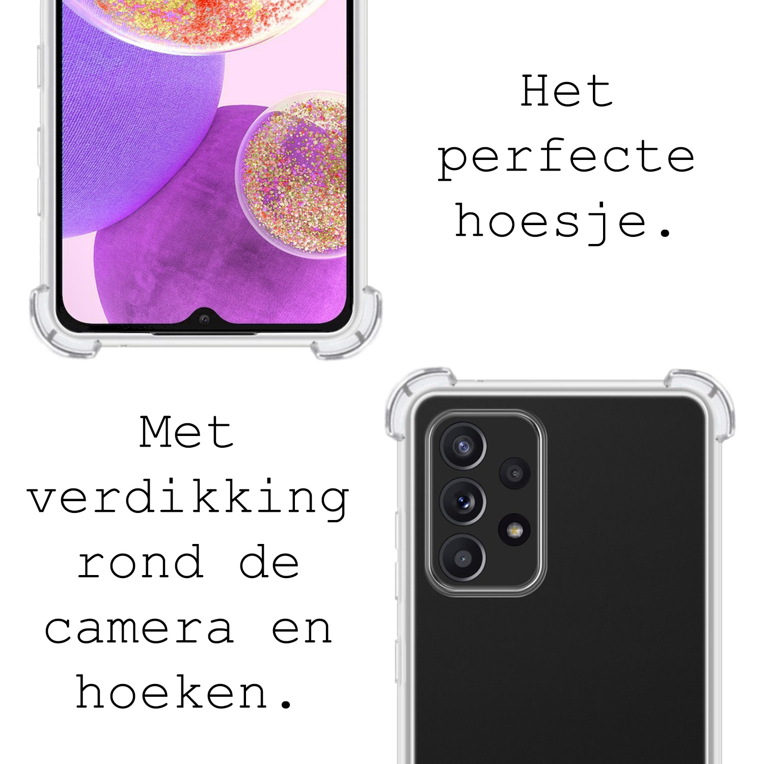 BASEY. Hoes Geschikt voor Samsung A23 Hoesje Shock Proof Case Hoes Siliconen - Hoesje Geschikt voor Samsung Galaxy A23 Hoes Cover Shockproof - Transparant