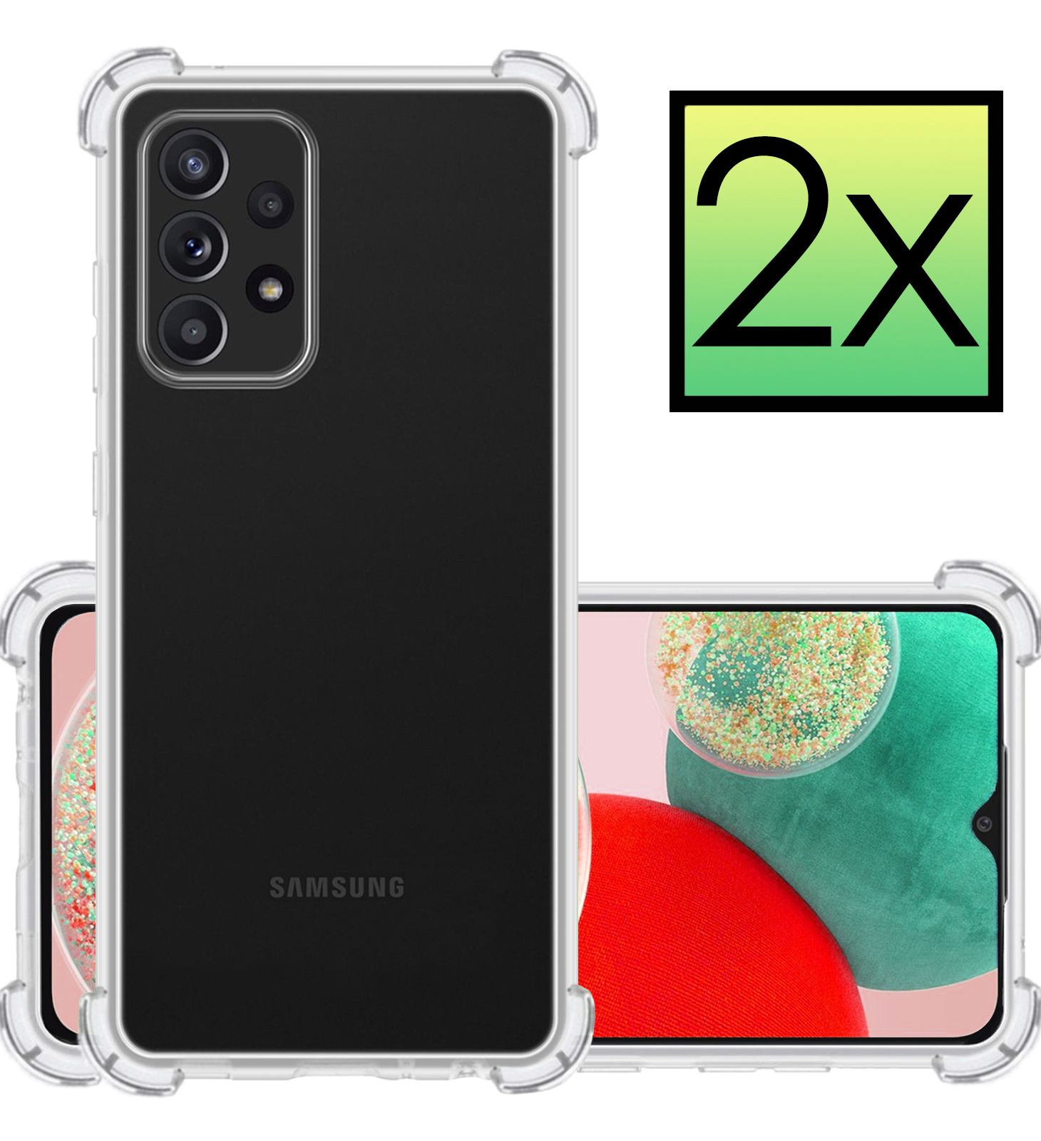 NoXx Hoes Geschikt voor Samsung A23 Hoesje Siliconen Cover Shock Proof Back Case Shockproof Hoes - Transparant - 2x