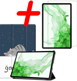 BASEY. BASEY. Samsung Galaxy Tab S8 Hoes Met Screenprotector - Kat