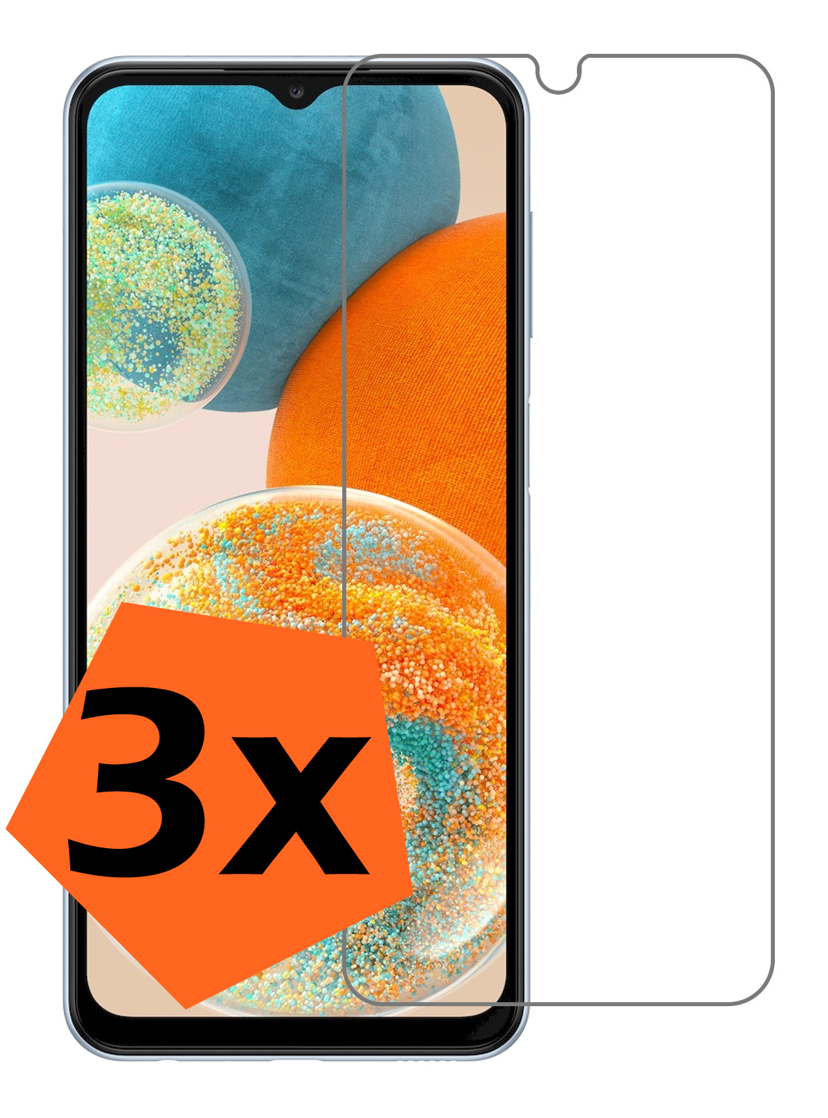 Nomfy Screenprotector Geschikt voor Samsung A23 Screenprotector Bescherm Glas Tempered Glass - Screenprotector Geschikt voor Samsung Galaxy A23 Screen Protector - 3 PACK