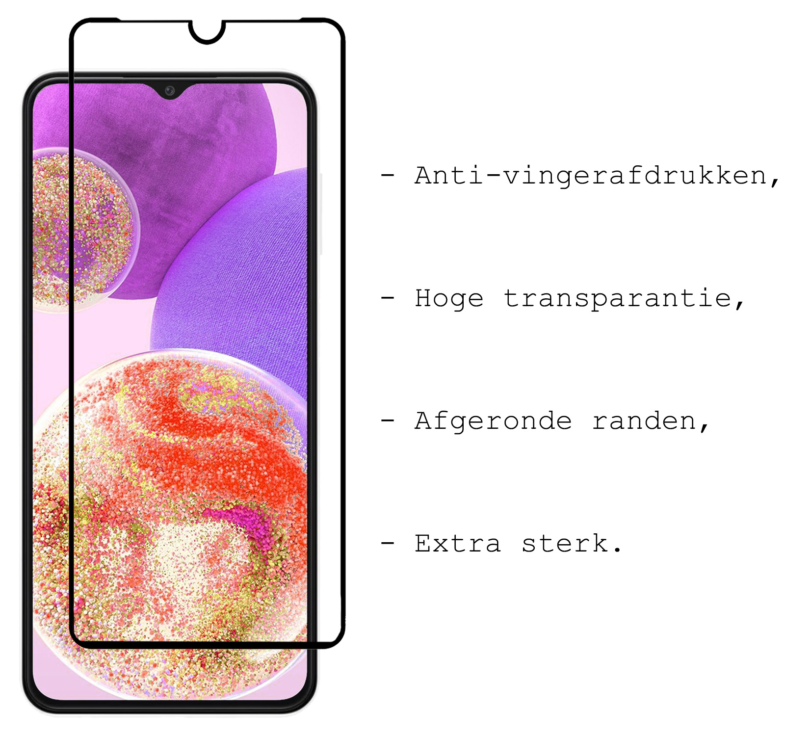 BASEY. Screenprotector Geschikt voor Samsung A23 Screenprotector Beschermglas Full Cover - Screenprotector Geschikt voor Samsung Galaxy A23 Screen Protector Full Cover