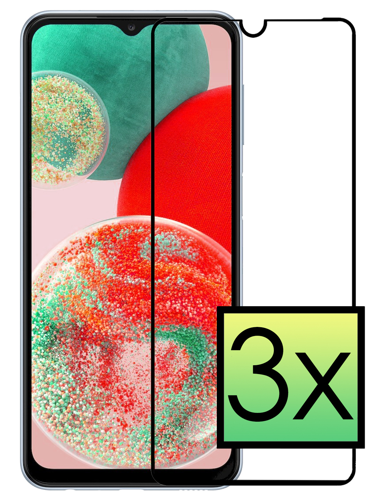 NoXx Screenprotector Geschikt voor Samsung A23 Screenprotector Tempered Glass Gehard Glas Full Cover - 3x