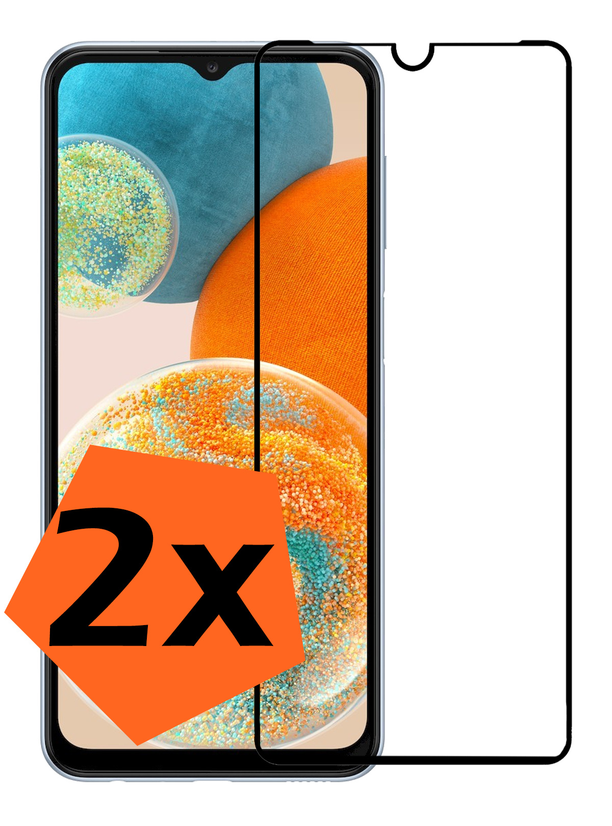 Nomfy Screenprotector Geschikt voor Samsung A23 Screenprotector Bescherm Glas - Screenprotector Geschikt voor Samsung Galaxy A23 Screen Protector Tempered Glass Full Screen Full Cover - 2 PACK