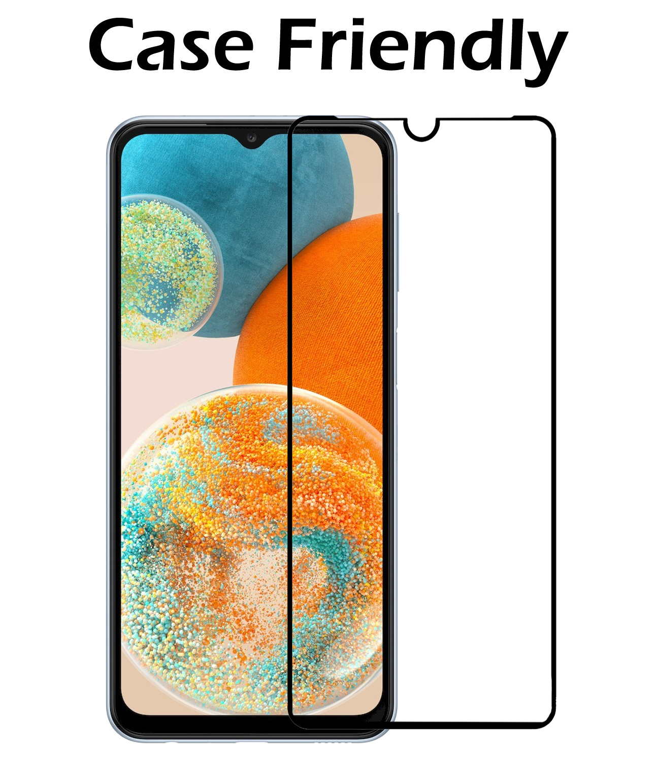 Nomfy Screenprotector Geschikt voor Samsung A23 Screenprotector Bescherm Glas - Screenprotector Geschikt voor Samsung Galaxy A23 Screen Protector Tempered Glass Full Screen Full Cover - 2 PACK