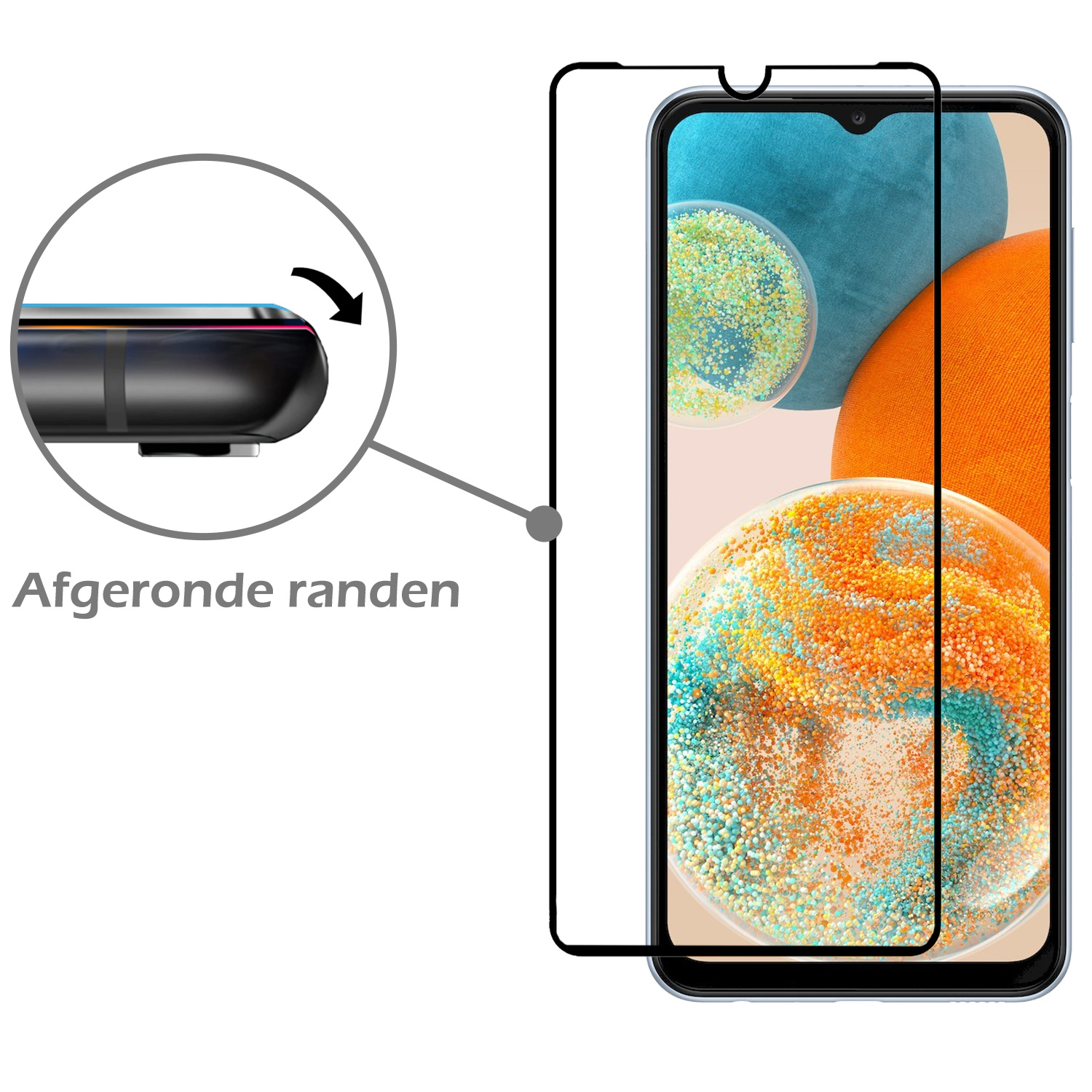 Nomfy Screenprotector Geschikt voor Samsung A23 Screenprotector Bescherm Glas - Screenprotector Geschikt voor Samsung Galaxy A23 Screen Protector Tempered Glass Full Screen Full Cover - 2 PACK