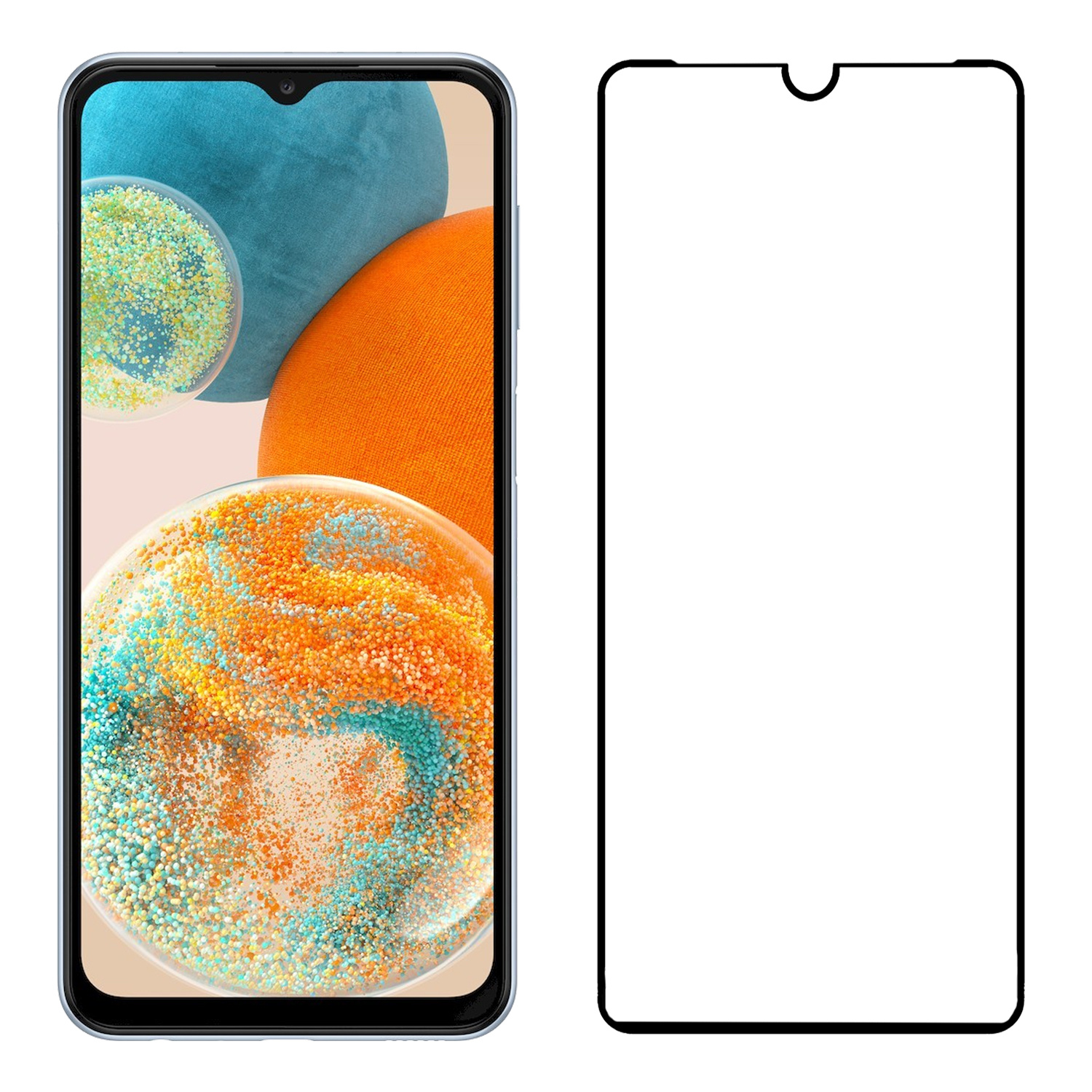 Nomfy Screenprotector Geschikt voor Samsung A23 Screenprotector Bescherm Glas - Screenprotector Geschikt voor Samsung Galaxy A23 Screen Protector Tempered Glass Full Screen Full Cover - 2 PACK