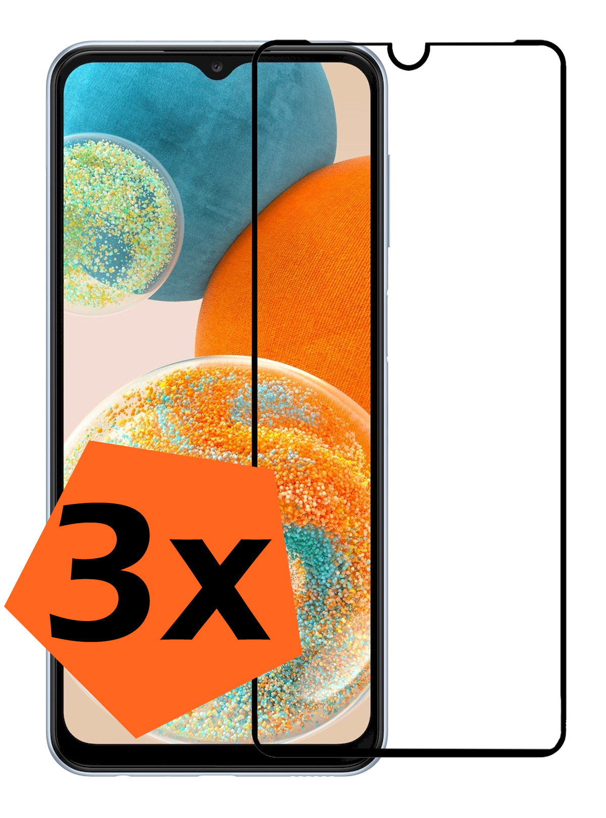 Nomfy Screenprotector Geschikt voor Samsung A23 Screenprotector Bescherm Glas - Screenprotector Geschikt voor Samsung Galaxy A23 Screen Protector Tempered Glass Full Screen Full Cover - 3 PACK