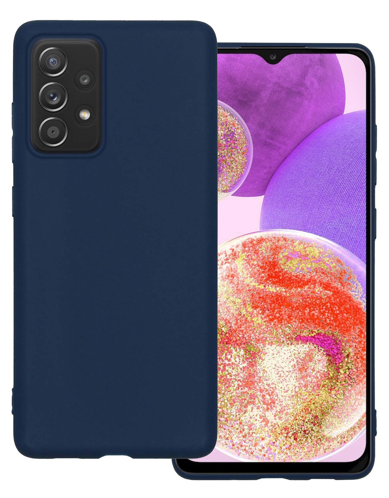Hoes Geschikt voor Samsung A23 Hoesje Siliconen Back Cover Case - Hoesje Geschikt voor Samsung Galaxy A23 Hoes Cover Hoesje - Donkerblauw