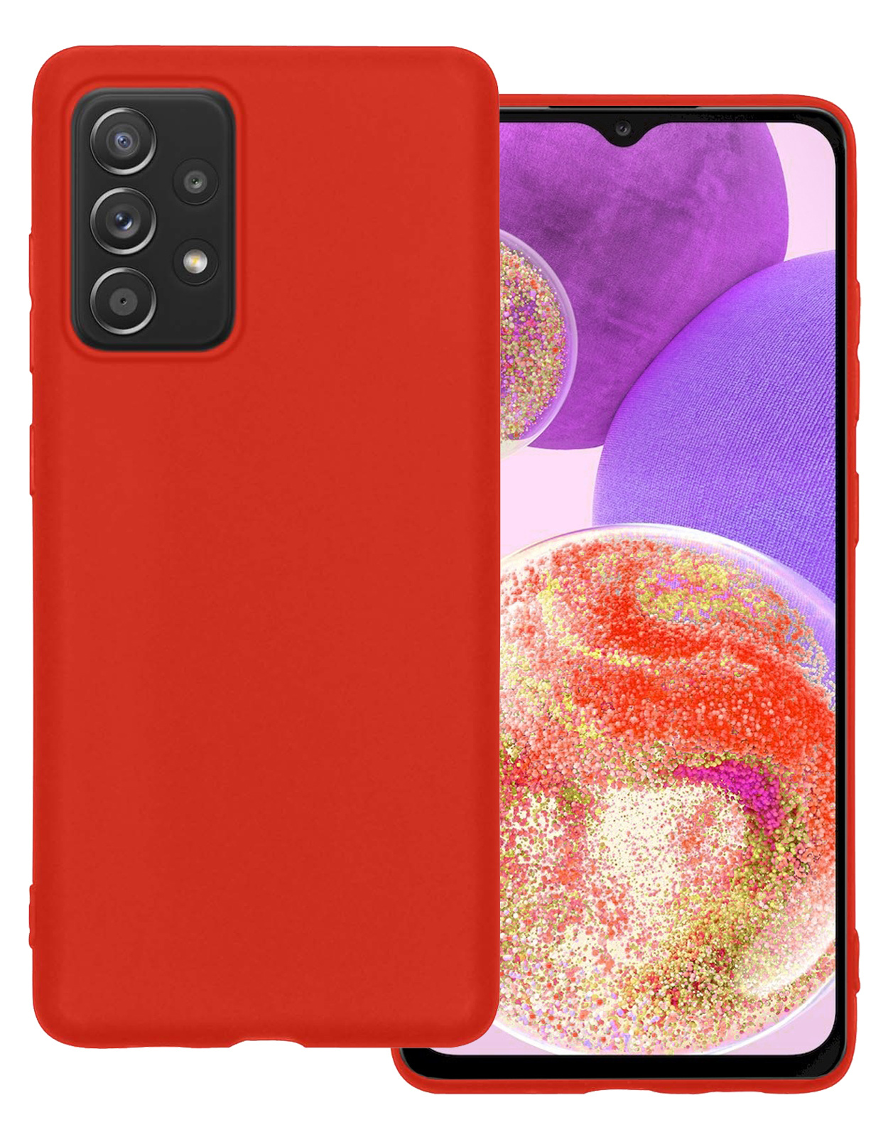 BASEY. Hoes Geschikt voor Samsung A23 Hoesje Siliconen Back Cover Case - Hoesje Geschikt voor Samsung Galaxy A23 Hoes Cover Hoesje - Rood