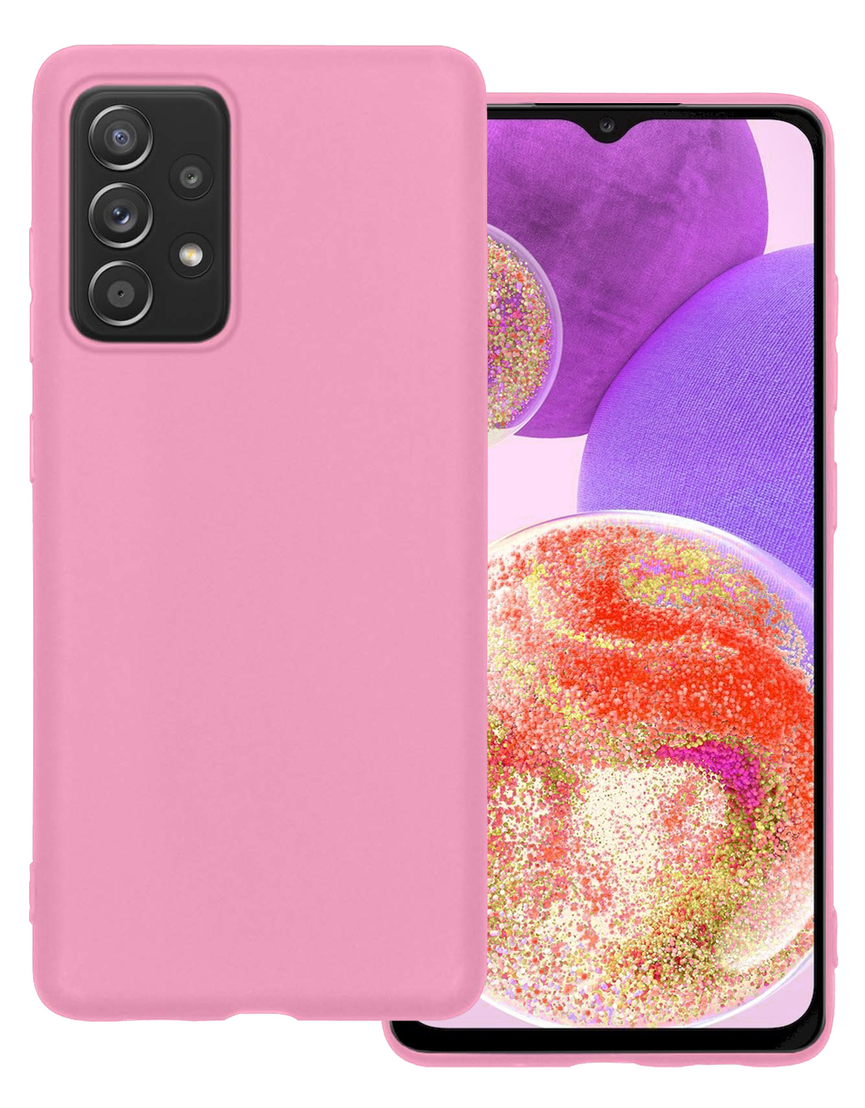 BASEY. Hoes Geschikt voor Samsung A23 Hoesje Siliconen Back Cover Case - Hoesje Geschikt voor Samsung Galaxy A23 Hoes Cover Hoesje - Lichtroze