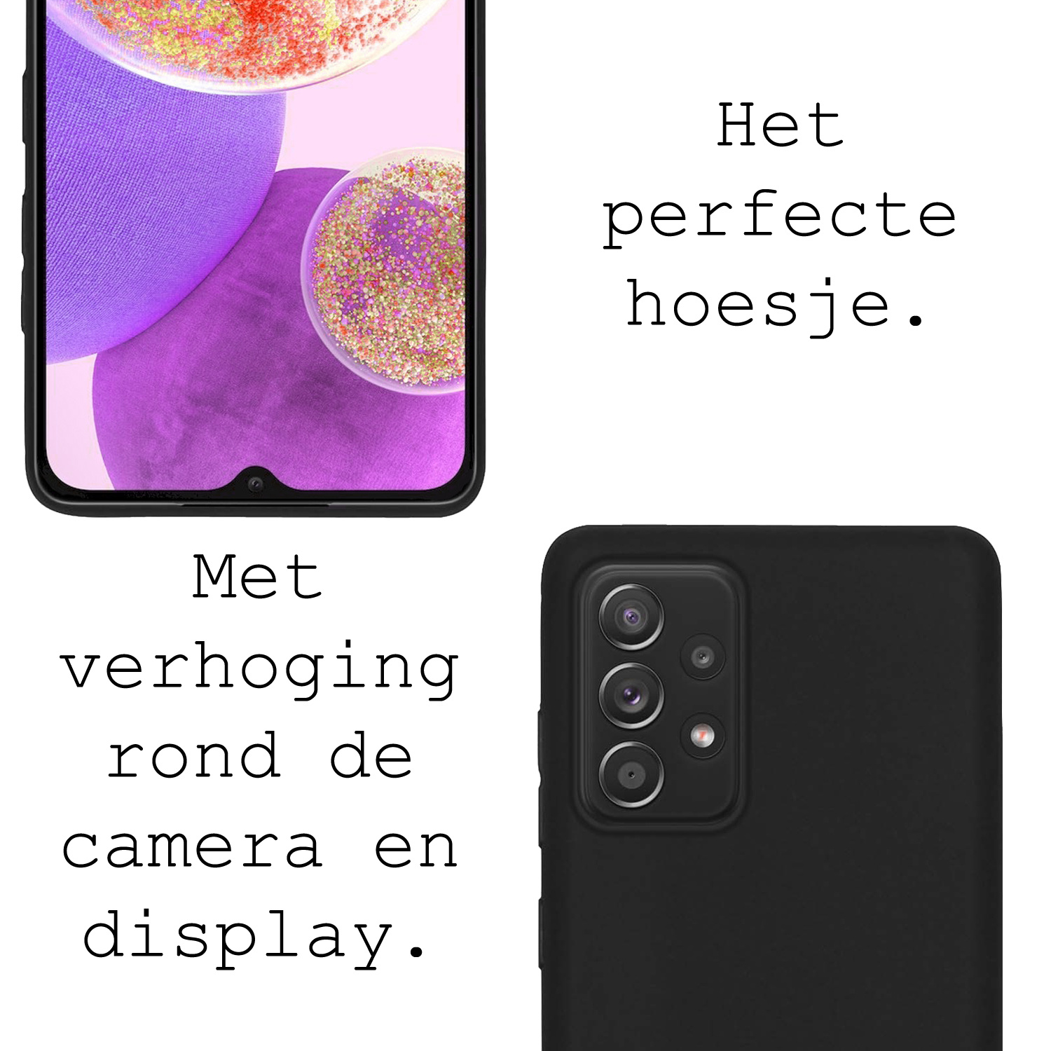 BASEY. Hoes Geschikt voor Samsung A23 Hoesje Siliconen Back Cover Case - Hoesje Geschikt voor Samsung Galaxy A23 Hoes Cover Hoesje - Zwart