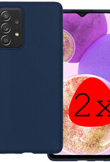 BASEY. Hoes Geschikt voor Samsung A23 Hoesje Siliconen Back Cover Case - Hoesje Geschikt voor Samsung Galaxy A23 Hoes Cover Hoesje - Donkerblauw - 2 Stuks