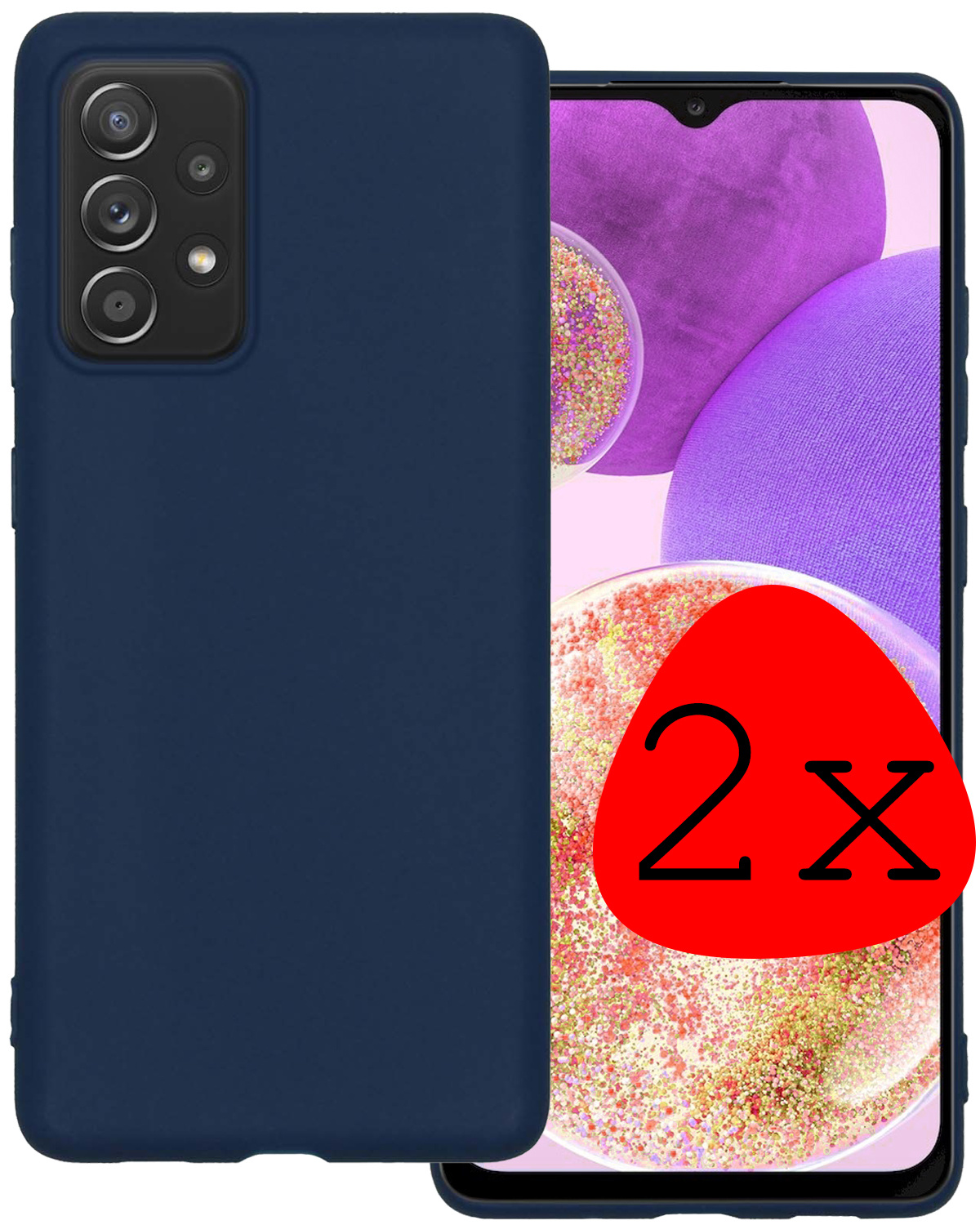 BASEY. Hoes Geschikt voor Samsung A23 Hoesje Siliconen Back Cover Case - Hoesje Geschikt voor Samsung Galaxy A23 Hoes Cover Hoesje - Donkerblauw - 2 Stuks