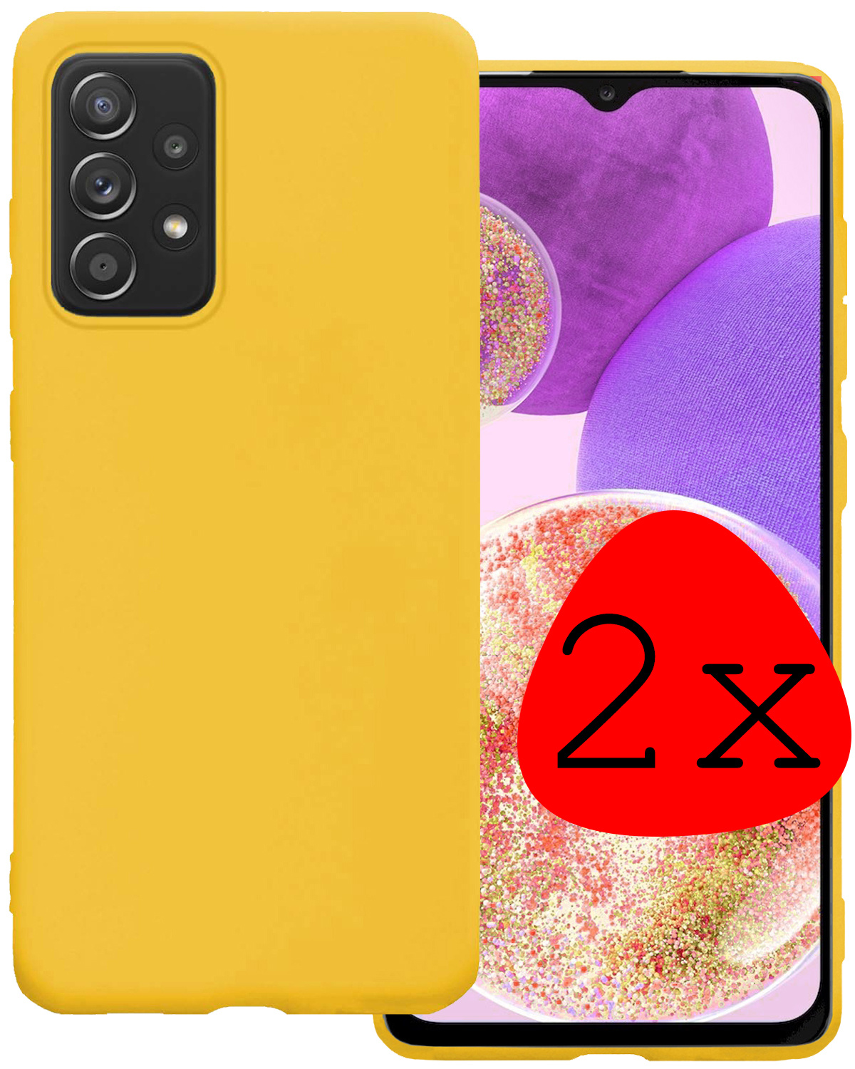 BASEY. Hoes Geschikt voor Samsung A23 Hoesje Siliconen Back Cover Case - Hoesje Geschikt voor Samsung Galaxy A23 Hoes Cover Hoesje - Geel - 2 Stuks
