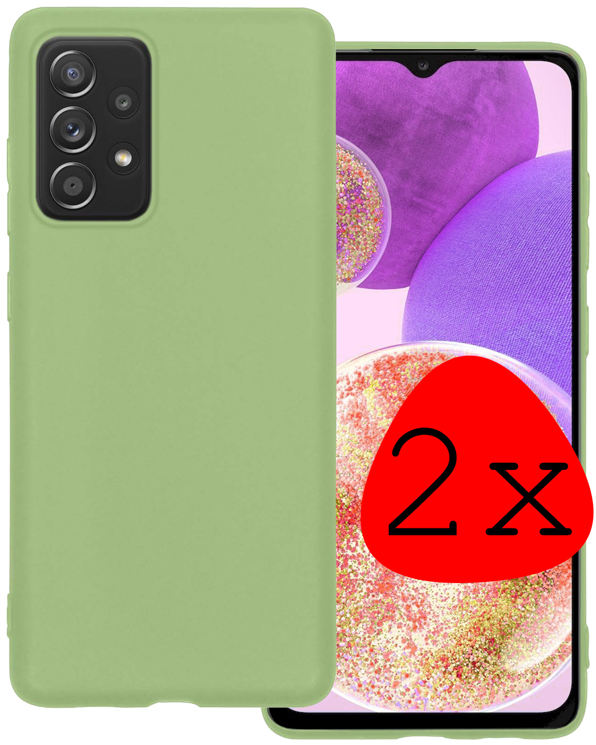 BASEY. Hoes Geschikt voor Samsung A23 Hoesje Siliconen Back Cover Case - Hoesje Geschikt voor Samsung Galaxy A23 Hoes Cover Hoesje - Groen - 2 Stuks