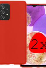 BASEY. Hoes Geschikt voor Samsung A23 Hoesje Siliconen Back Cover Case - Hoesje Geschikt voor Samsung Galaxy A23 Hoes Cover Hoesje - Rood - 2 Stuks