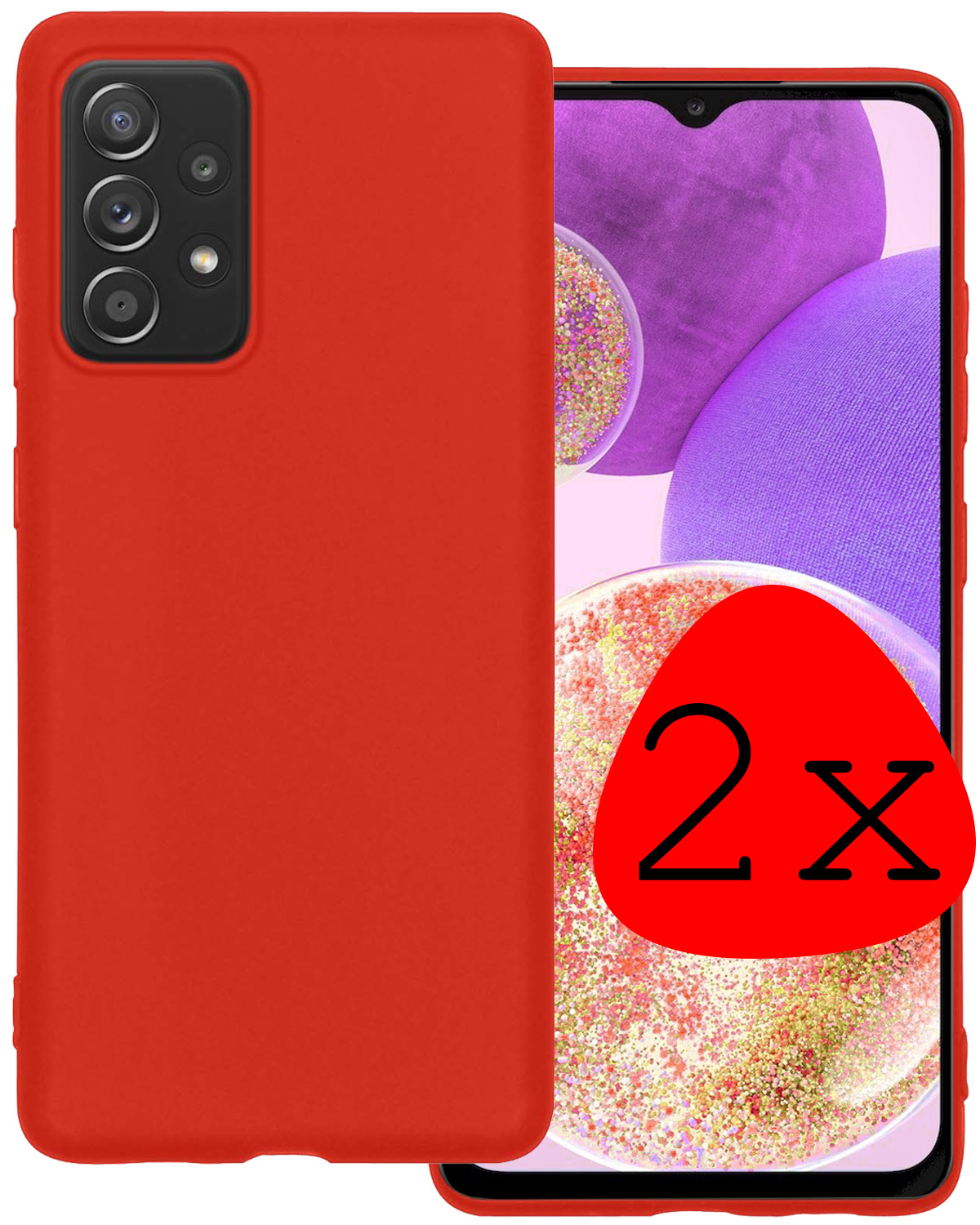 BASEY. Hoes Geschikt voor Samsung A23 Hoesje Siliconen Back Cover Case - Hoesje Geschikt voor Samsung Galaxy A23 Hoes Cover Hoesje - Rood - 2 Stuks