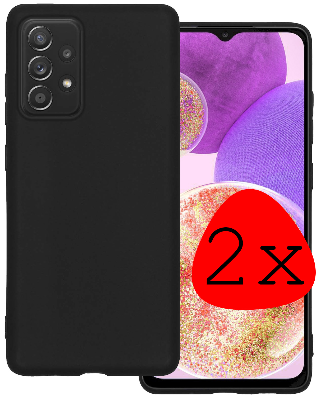 BASEY. Hoes Geschikt voor Samsung A23 Hoesje Siliconen Back Cover Case - Hoesje Geschikt voor Samsung Galaxy A23 Hoes Cover Hoesje - Zwart - 2 Stuks