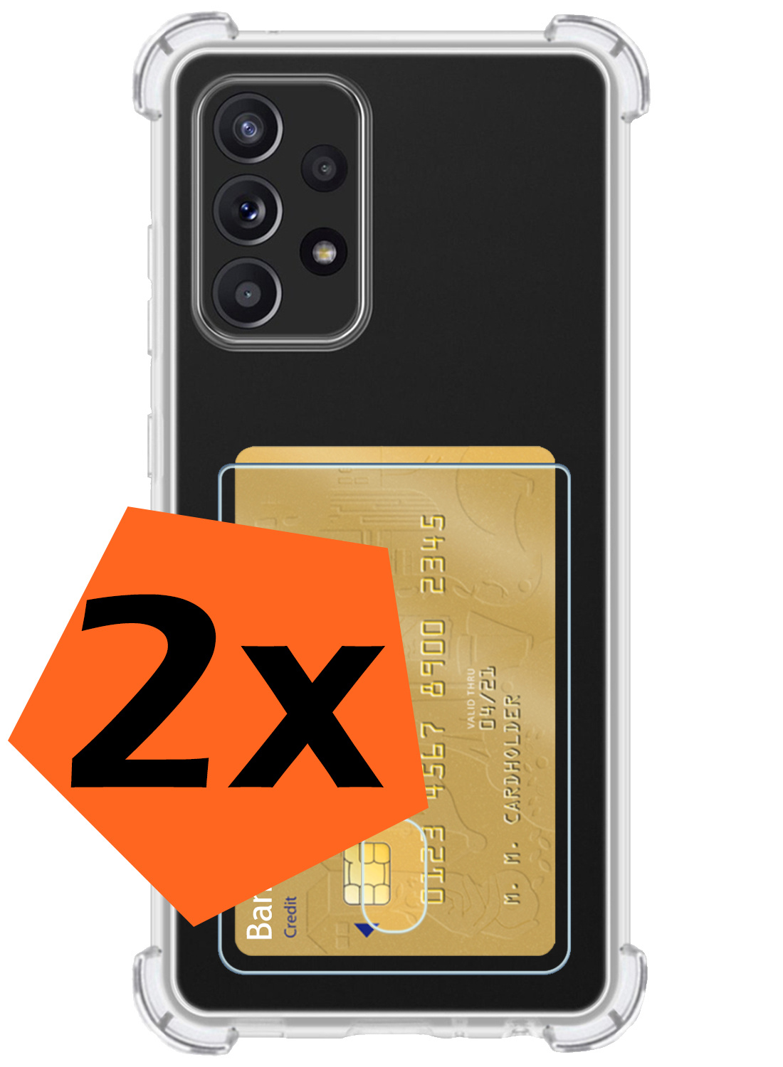 Nomfy Hoesje Geschikt voor Samsung A23 Hoesje Pasjeshouder Shockproof Pas Houder - Hoesje Geschikt voor Samsung Galaxy A23 Hoes Met Kaarthouder - Transparant - 2 PACK