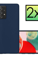 NoXx Hoes Geschikt voor Samsung A23 Hoesje Cover Siliconen Back Case Hoes - Donkerblauw - 2x