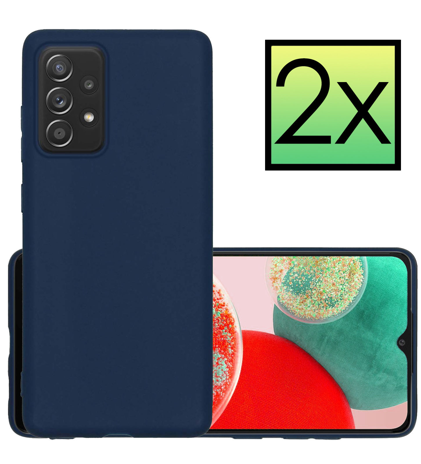 NoXx Hoes Geschikt voor Samsung A23 Hoesje Cover Siliconen Back Case Hoes - Donkerblauw - 2x