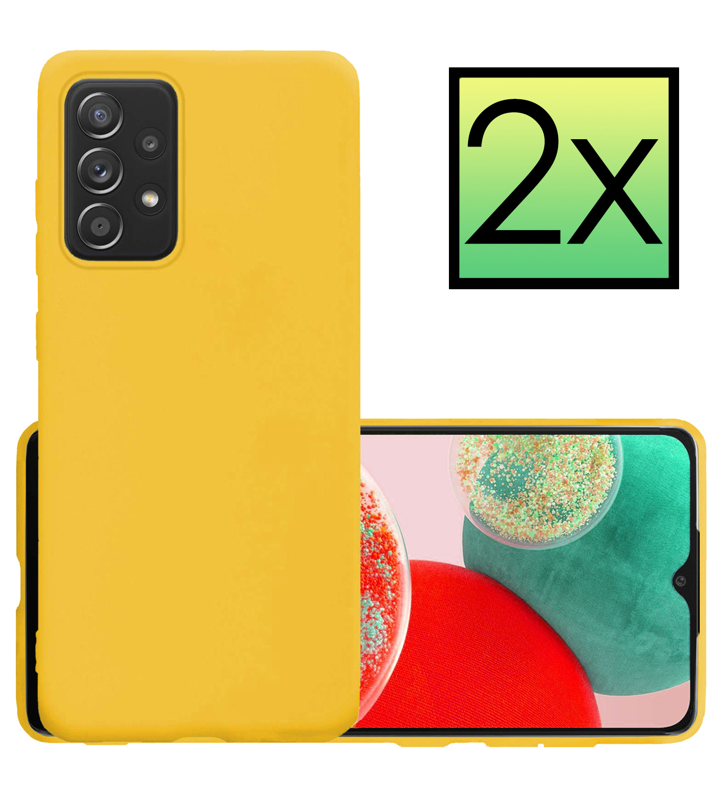 NoXx Hoes Geschikt voor Samsung A23 Hoesje Cover Siliconen Back Case Hoes - Geel - 2x