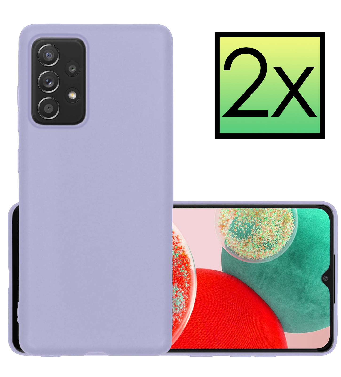 NoXx Hoes Geschikt voor Samsung A23 Hoesje Cover Siliconen Back Case Hoes - Lila - 2x