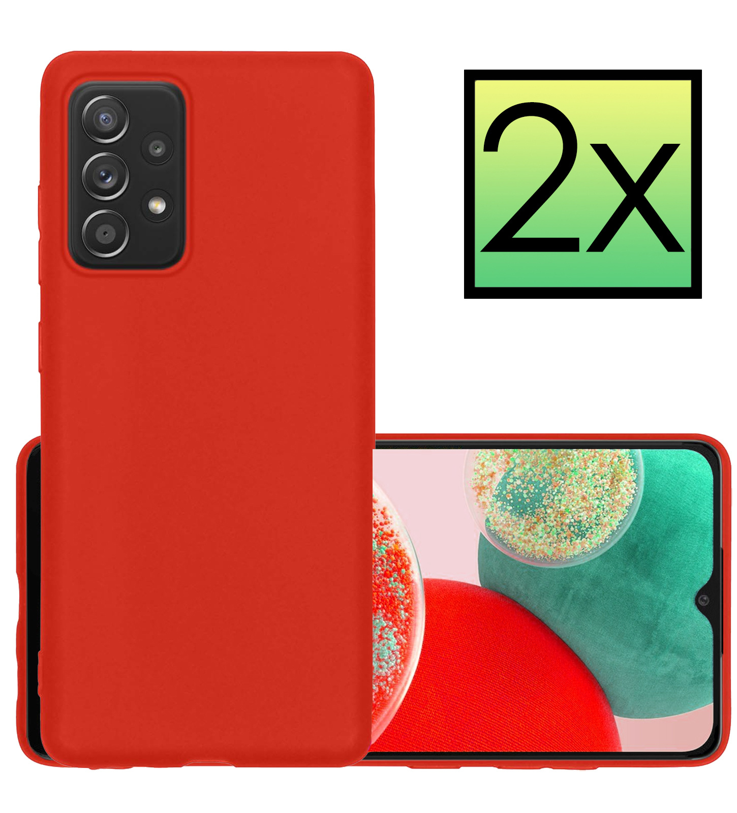 NoXx Hoes Geschikt voor Samsung A23 Hoesje Cover Siliconen Back Case Hoes - Rood - 2x
