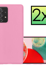 NoXx Hoes Geschikt voor Samsung A23 Hoesje Cover Siliconen Back Case Hoes - Lichtroze - 2x