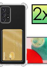 NoXx Hoes Geschikt voor Samsung A23 Hoesje Pasjeshouder Cover Shock Proof Case Siliconen Hoes Met Kaarthouder - Transparant - 2x