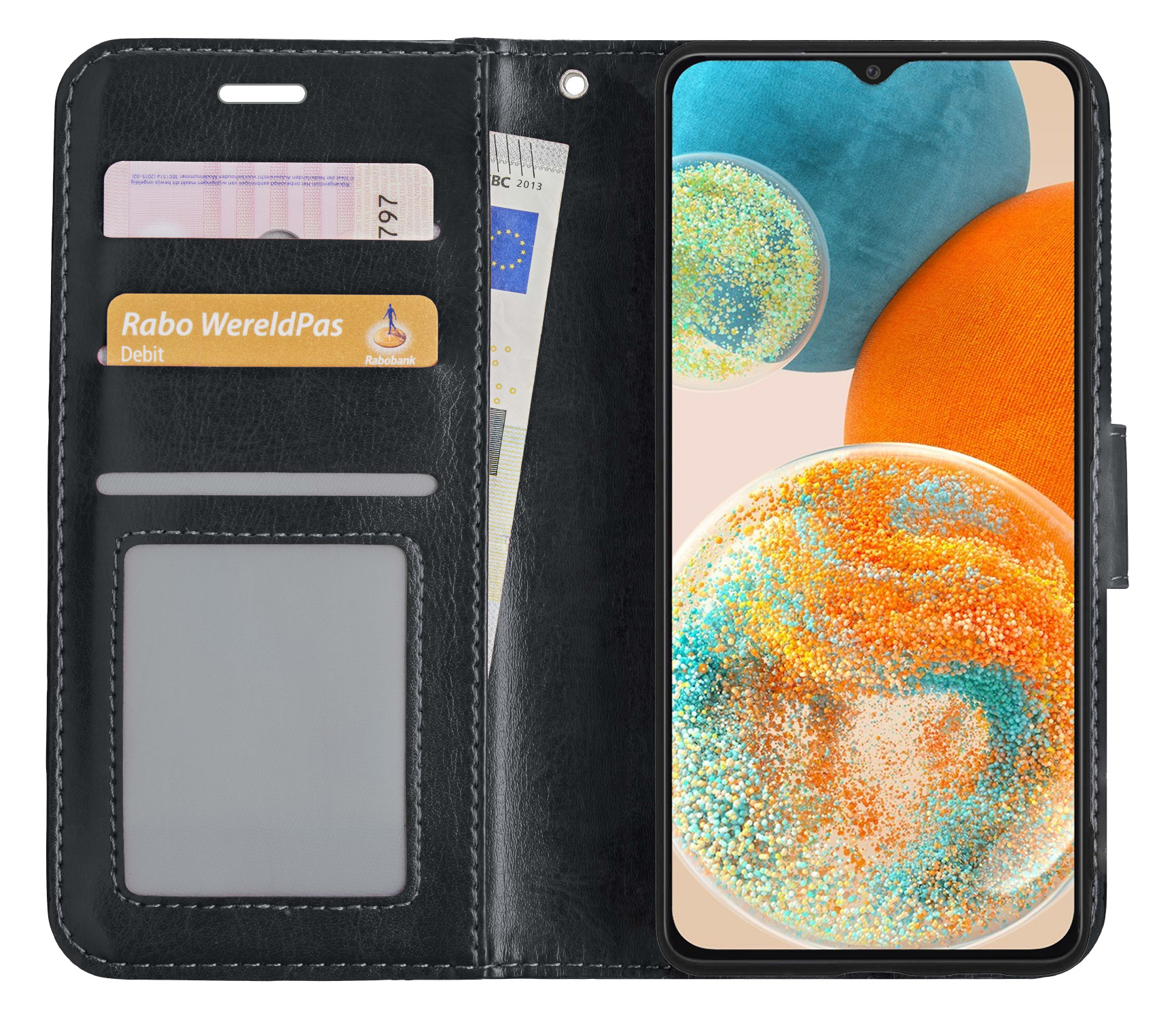 Nomfy Hoesje Geschikt voor Samsung A23 Hoes Bookcase Flipcase Book Cover - Hoes Geschikt voor Samsung Galaxy A23 Hoesje Book Case - Zwart