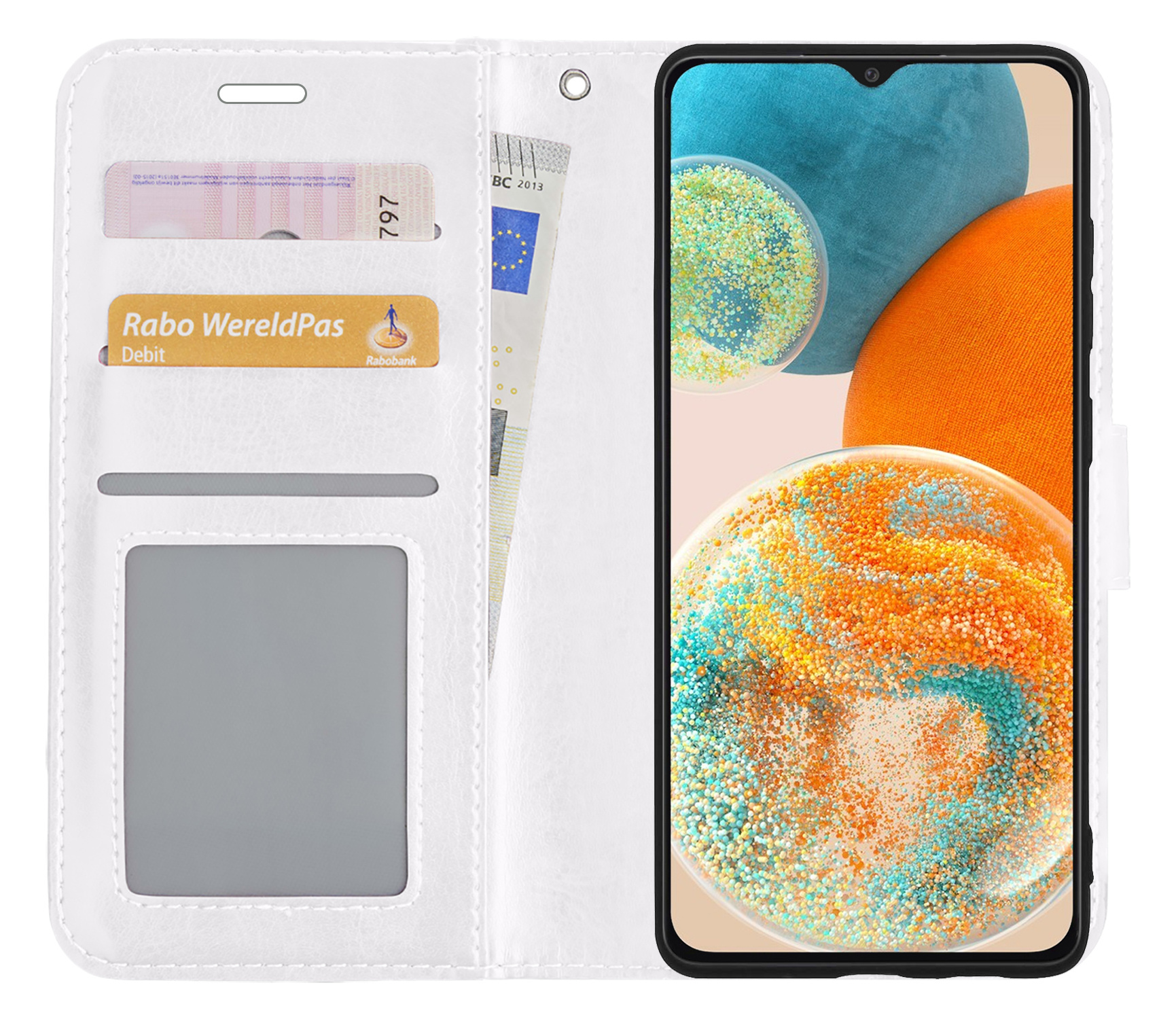 Nomfy Hoesje Geschikt voor Samsung A23 Hoes Bookcase Flipcase Book Cover - Hoes Geschikt voor Samsung Galaxy A23 Hoesje Book Case - Wit