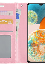 Nomfy Hoesje Geschikt voor Samsung A23 Hoes Bookcase Flipcase Book Cover - Hoes Geschikt voor Samsung Galaxy A23 Hoesje Book Case - Lichtroze