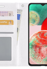 NoXx Hoes Geschikt voor Samsung A23 Hoesje Book Case Hoes Flip Cover Wallet Bookcase - Wit