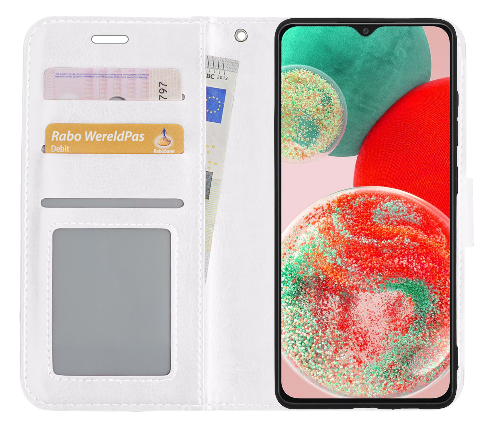 NoXx Hoes Geschikt voor Samsung A23 Hoesje Book Case Hoes Flip Cover Wallet Bookcase - Wit