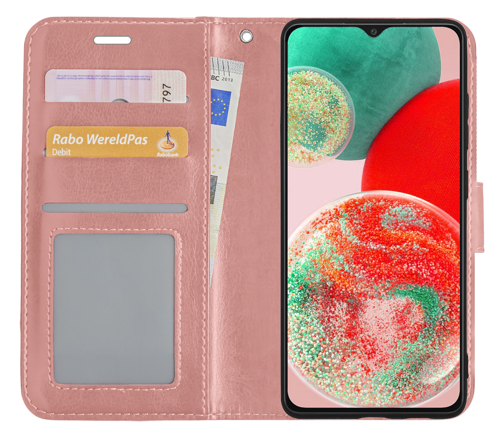 NoXx Hoes Geschikt voor Samsung A23 Hoesje Book Case Hoes Flip Cover Wallet Bookcase - Rosé goud