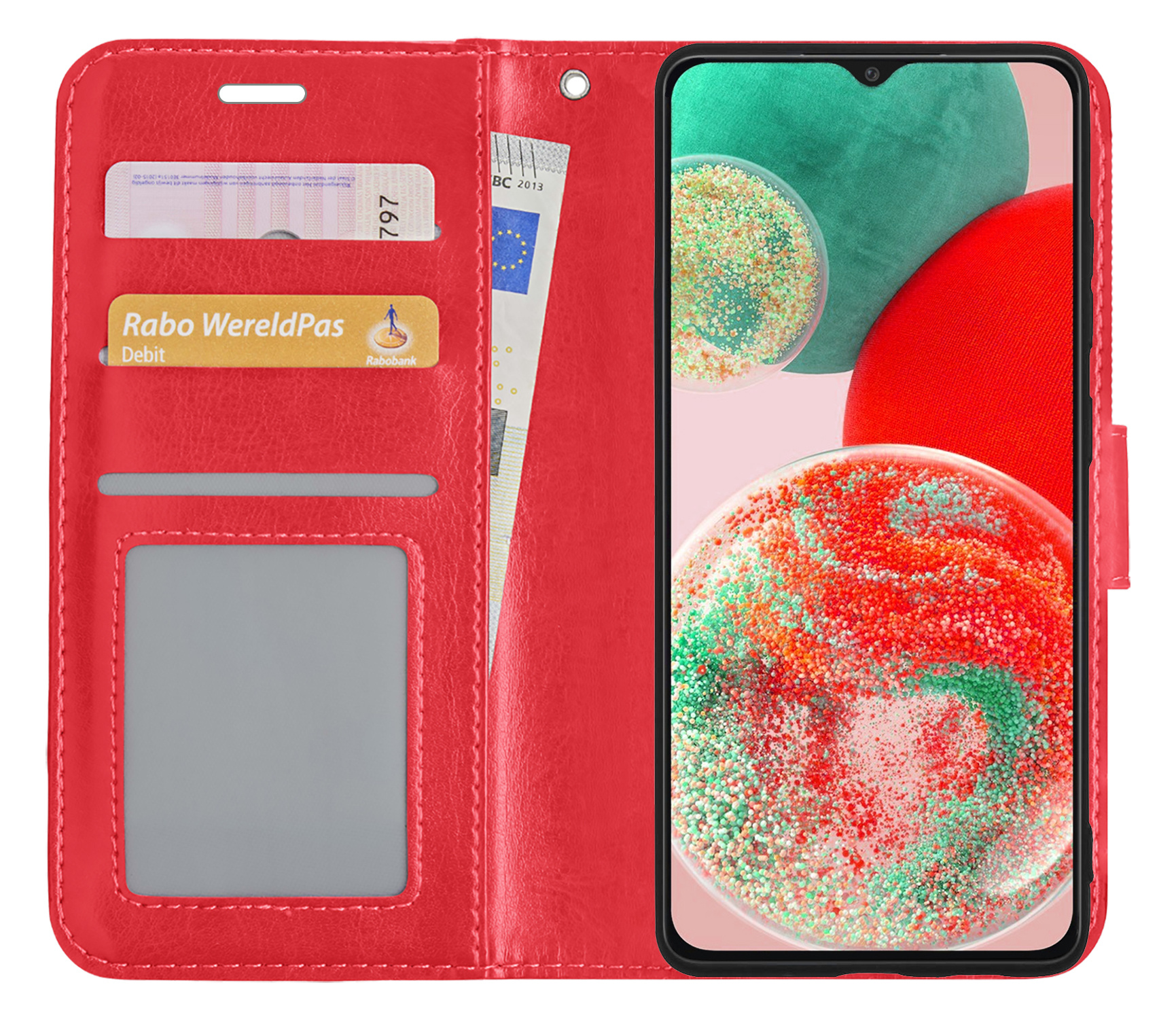 NoXx Hoes Geschikt voor Samsung A23 Hoesje Book Case Hoes Flip Cover Wallet Bookcase - Rood