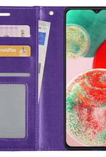 NoXx Hoes Geschikt voor Samsung A23 Hoesje Book Case Hoes Flip Cover Wallet Bookcase - Paars