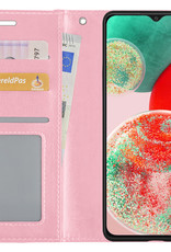 NoXx Hoes Geschikt voor Samsung A23 Hoesje Book Case Hoes Flip Cover Wallet Bookcase - Lichtroze