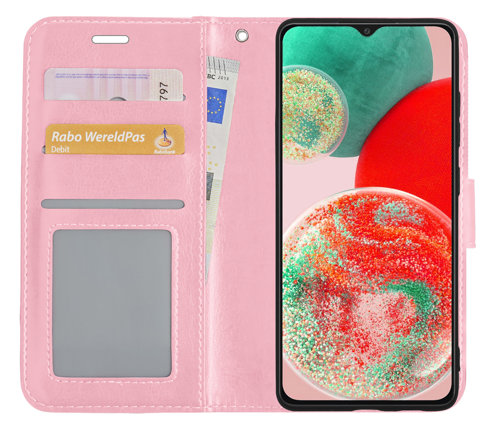 NoXx Hoes Geschikt voor Samsung A23 Hoesje Book Case Hoes Flip Cover Wallet Bookcase - Lichtroze