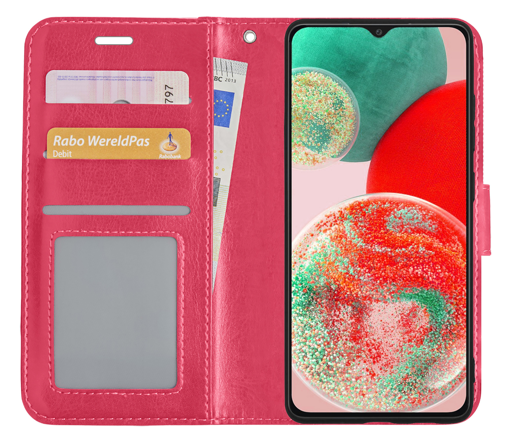 NoXx Hoes Geschikt voor Samsung A23 Hoesje Book Case Hoes Flip Cover Wallet Bookcase - Donkerroze