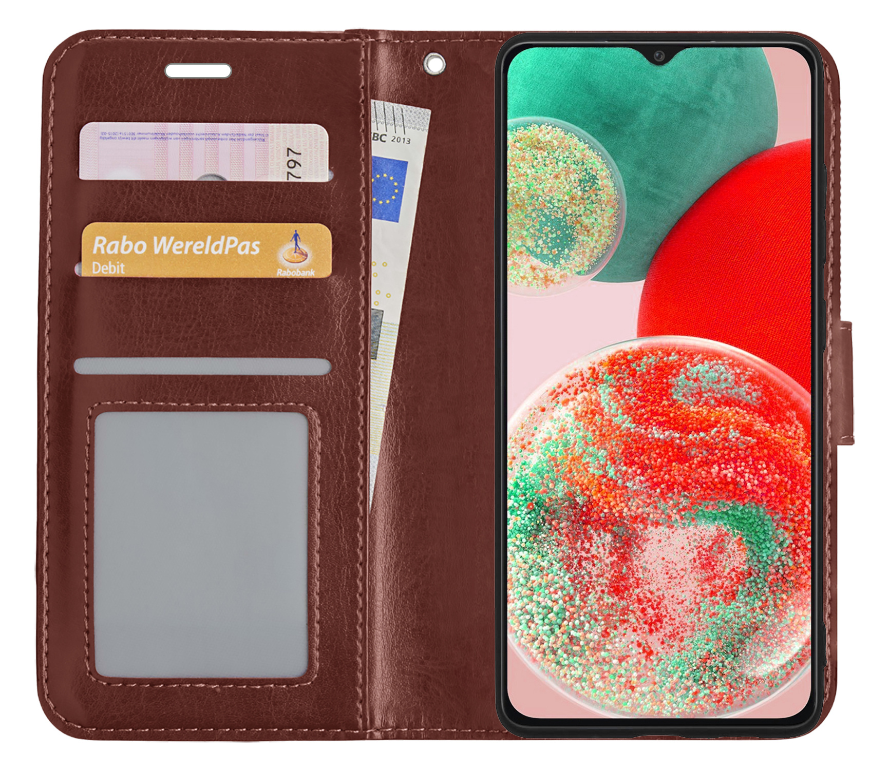 NoXx Hoes Geschikt voor Samsung A23 Hoesje Book Case Hoes Flip Cover Wallet Bookcase - Bruin