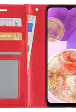 BASEY. Hoes Geschikt voor Samsung A23 Hoesje Bookcase Hoes Flip Case Book Cover - Hoesje Geschikt voor Samsung Galaxy A23 Hoes Book Case Hoesje - Rood