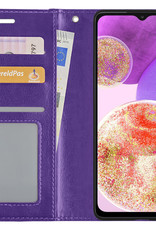 BASEY. Hoes Geschikt voor Samsung A23 Hoesje Bookcase Hoes Flip Case Book Cover - Hoesje Geschikt voor Samsung Galaxy A23 Hoes Book Case Hoesje - Paars