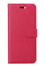 BASEY. Samsung Galaxy A23 Hoesje Bookcase Hoes Flip Case Book Cover - Samsung A23 Hoes Book Case Hoesje - Donkerroze