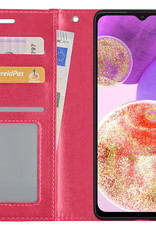 BASEY. Hoes Geschikt voor Samsung A23 Hoesje Bookcase Hoes Flip Case Book Cover - Hoesje Geschikt voor Samsung Galaxy A23 Hoes Book Case Hoesje - Donkerroze