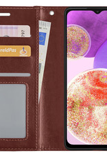 BASEY. Hoes Geschikt voor Samsung A23 Hoesje Bookcase Hoes Flip Case Book Cover - Hoesje Geschikt voor Samsung Galaxy A23 Hoes Book Case Hoesje - Bruin