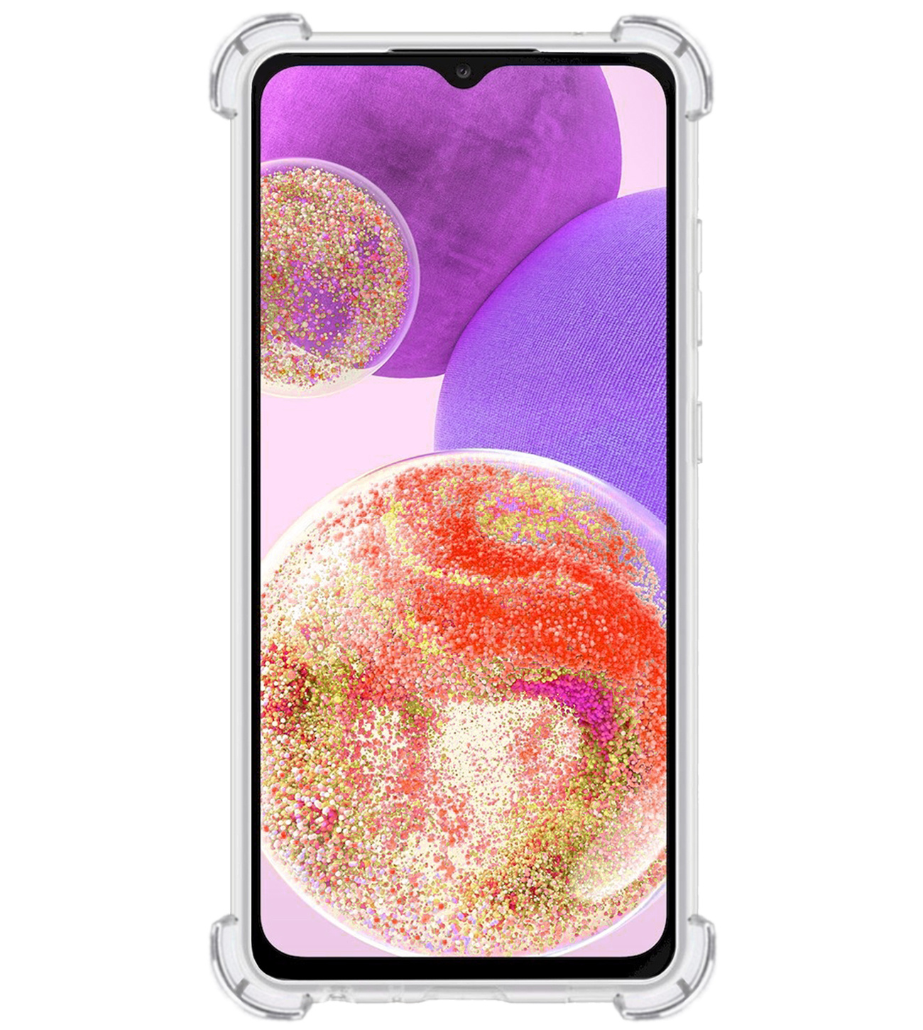 BASEY. Hoes Geschikt voor Samsung A23 Hoesje Shock Proof Case Hoes Siliconen Met Screenprotector - Hoesje Geschikt voor Samsung Galaxy A23 Hoes Cover Shockproof - Transparant