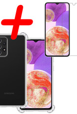 BASEY. Hoes Geschikt voor Samsung A23 Hoesje Shock Proof Case Hoes Siliconen Met Screenprotector - Hoesje Geschikt voor Samsung Galaxy A23 Hoes Cover Shockproof - Transparant